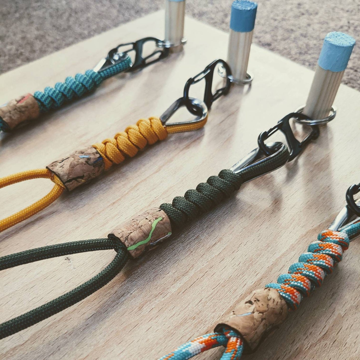 Handmade Paracord Lanyard with Genuine Cork Finish – Durable EDC Keychain Accessory