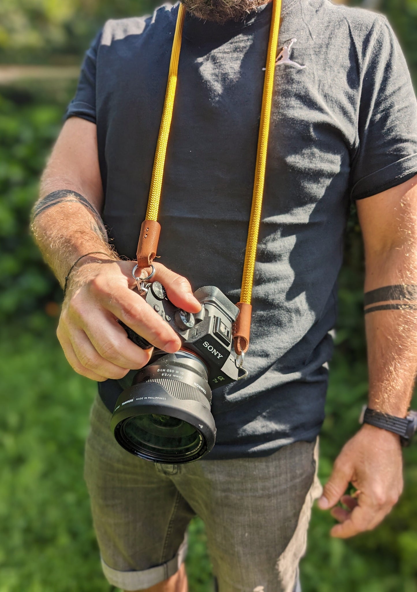 Handmade Climbing Rope Camera Strap with Leather Finish – Rugged, Lightweight & Adventure-Ready, Universal fit