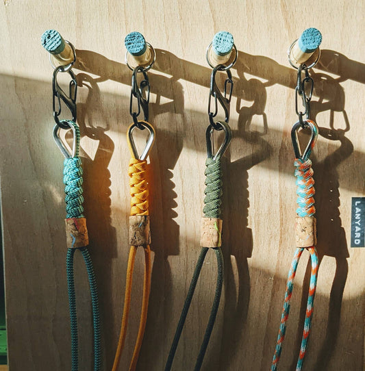 Handmade Paracord Lanyard with Genuine Cork  Finish – Durable EDC Keychain Accessory
