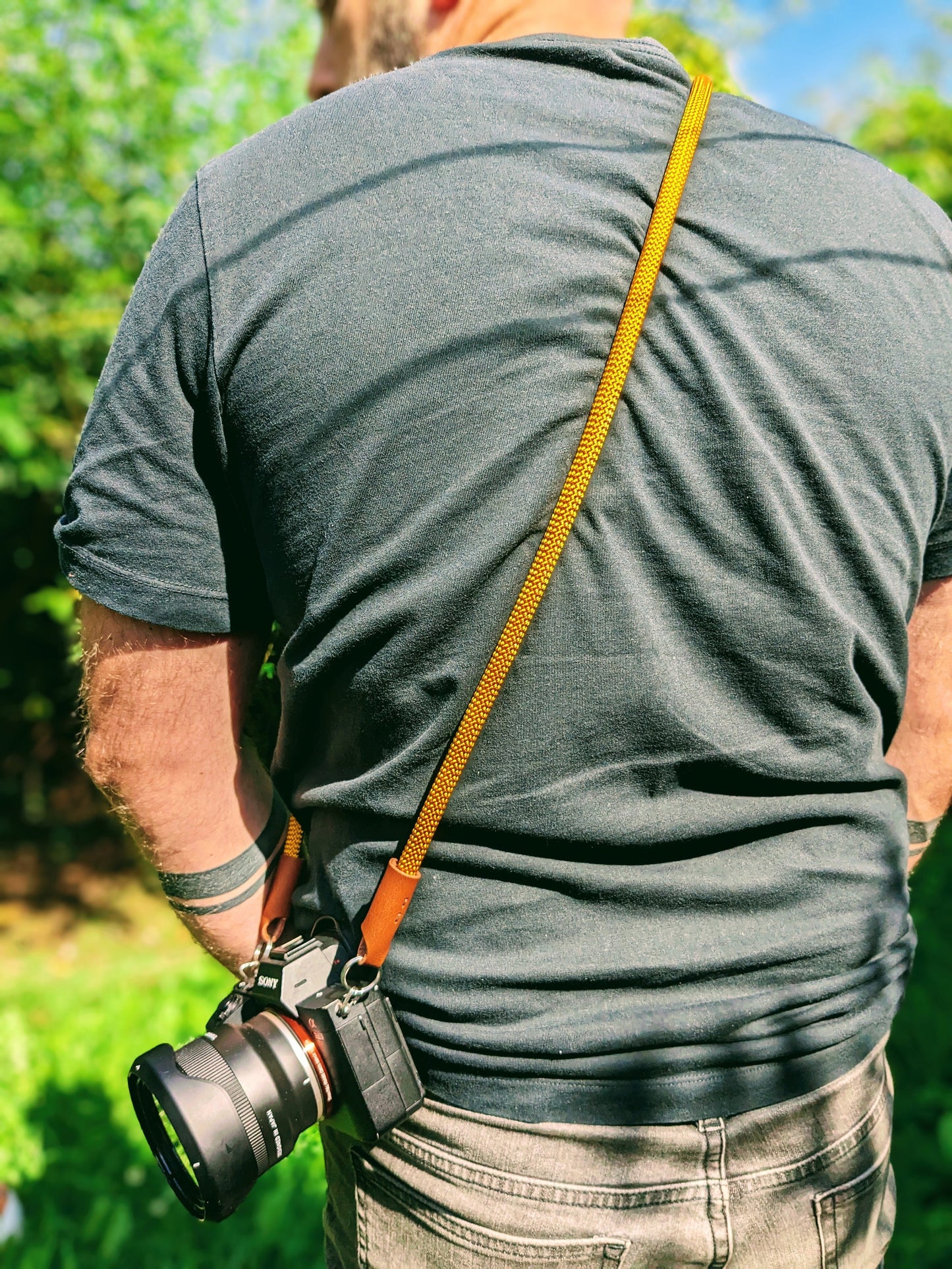 Handmade Climbing Rope Camera Strap with Leather Finish – Rugged, Lightweight & Adventure-Ready, Universal fit
