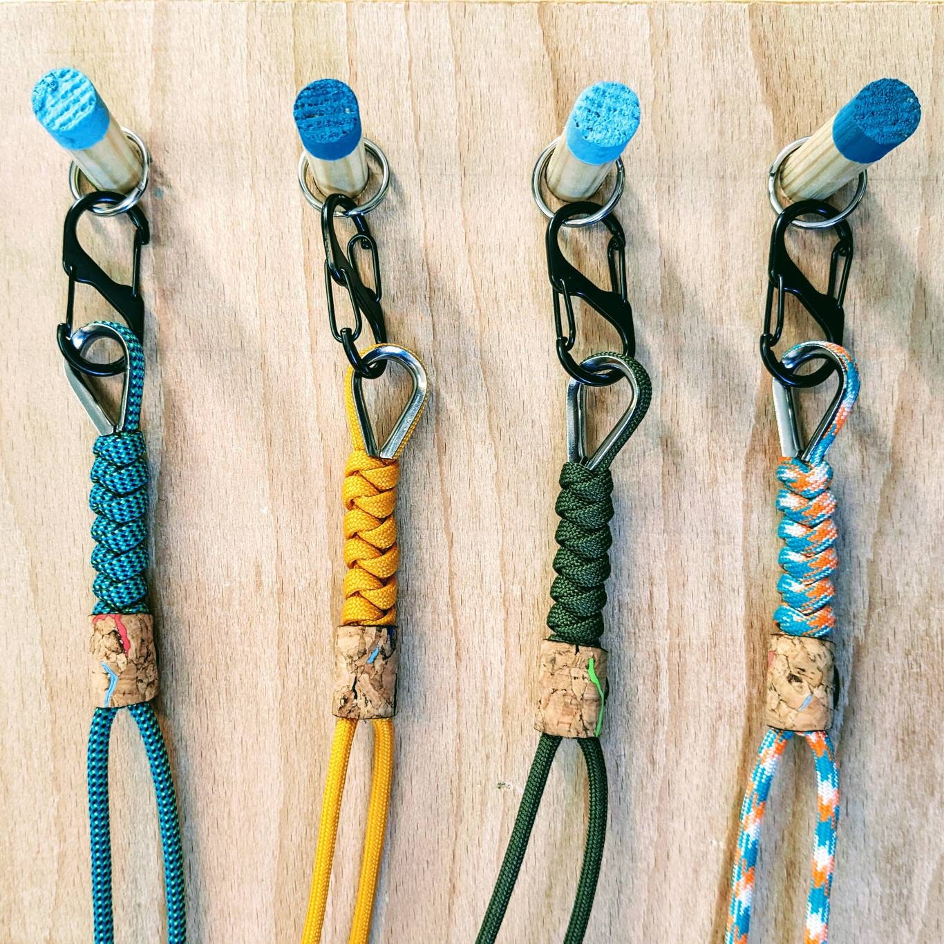 Handmade Paracord Lanyard with Genuine Cork  Finish – Durable EDC Keychain Accessory